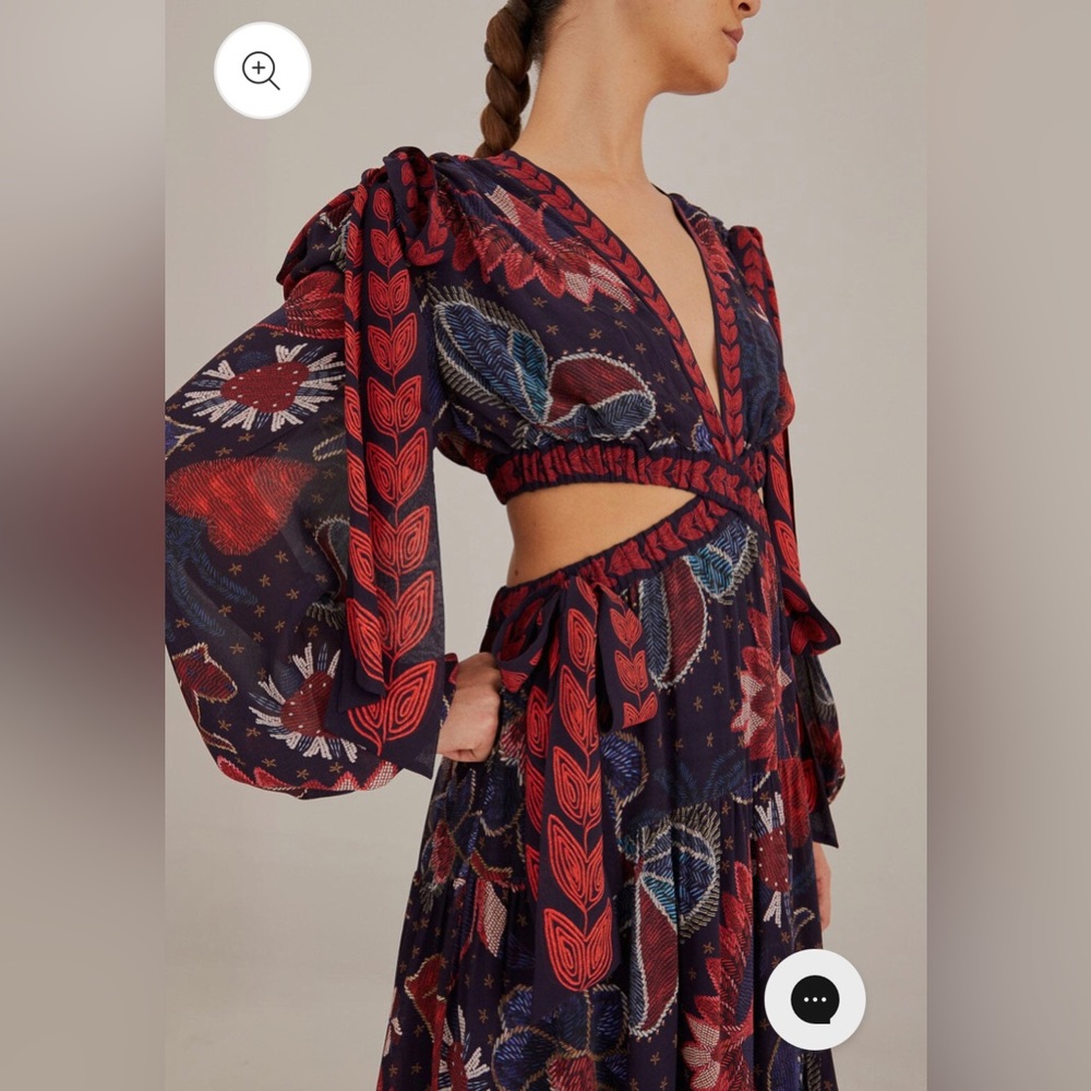 FARM RIO Dark Blue Tropical Shine Cut Out Maxi Dress size XXS